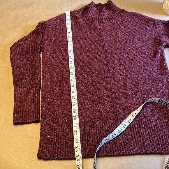 Loft Drop Shoulder Mock Next Sweater Size Small Maroon - Picture 5 of 7